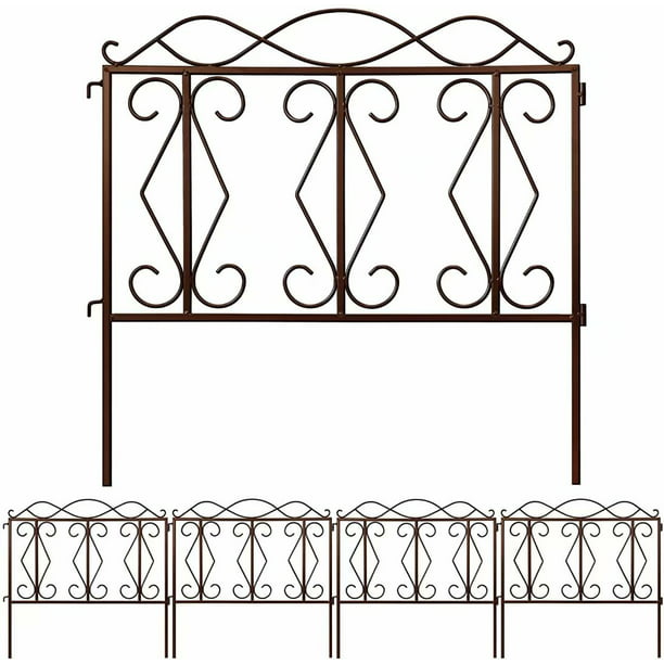 5 Panels Metal Wire Garden Fences Edging Flower Bed Border Picket Folding Decor